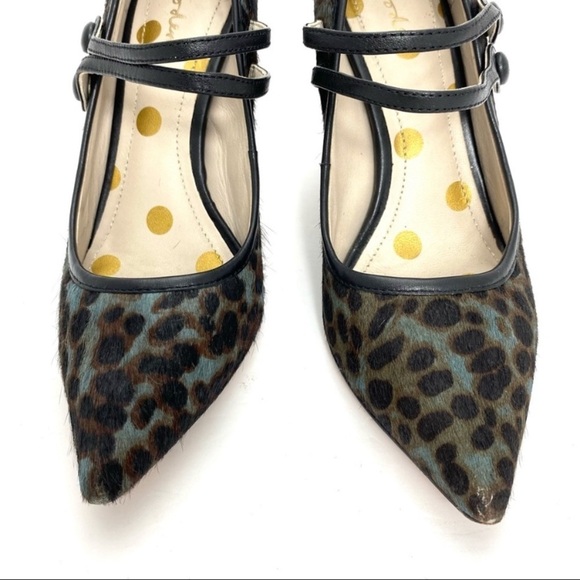 BODEN Calf Hair Leopard Block Heel Pumps in Gray Size 6 (37) - Picture 3 of 11